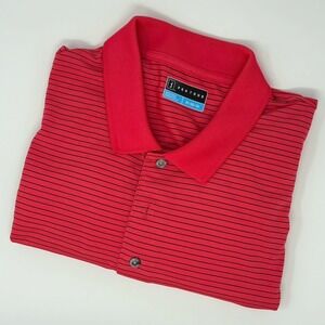 PGA Tour Polo Shirt XL Dark Pink Black Striped Performance Short Sleeve Mens
